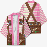 Lederhosen Oktoberfest Kimono Pink Edelweiss Floral Polka Dots - Wonder Print Shop