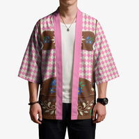 Lederhosen Oktoberfest Kimono Pink Edelweiss Floral Polka Dots - Wonder Print Shop