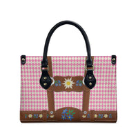 Lederhosen Oktoberfest Leather Bag Pink Edelweiss Floral Polka Dots - Wonder Print Shop