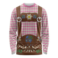 Lederhosen Oktoberfest Long Sleeve Shirt Pink Edelweiss Floral Polka Dots - Wonder Print Shop
