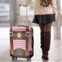Lederhosen Oktoberfest Luggage Cover Pink Edelweiss Floral Polka Dots - Wonder Print Shop