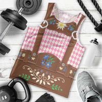 Lederhosen Oktoberfest Men Tank Top Pink Edelweiss Floral Polka Dots - Wonder Print Shop