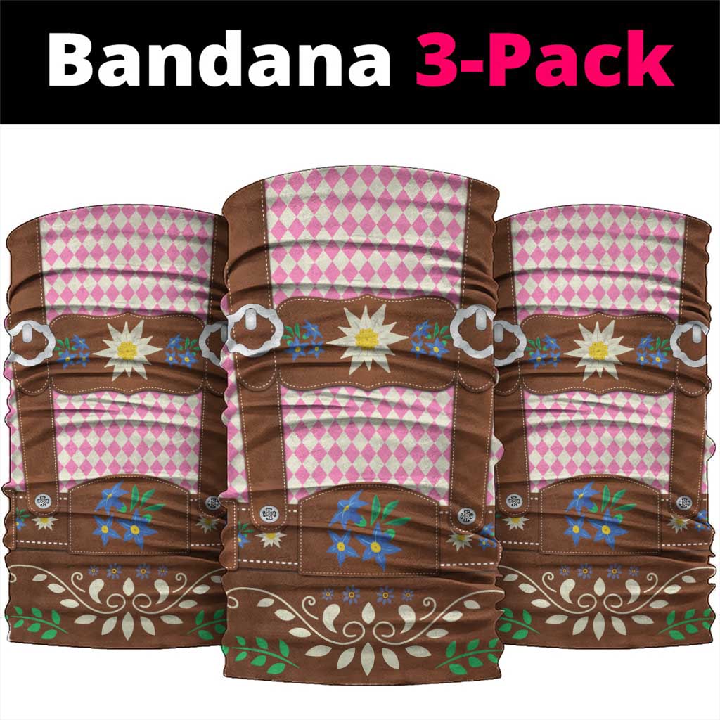 Lederhosen Oktoberfest Neck Gaiter Pink Edelweiss Floral Polka Dots - Wonder Print Shop
