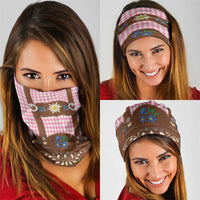 Lederhosen Oktoberfest Neck Gaiter Pink Edelweiss Floral Polka Dots - Wonder Print Shop