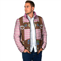 Lederhosen Oktoberfest Padded Jacket Pink Edelweiss Floral Polka Dots - Wonder Print Shop