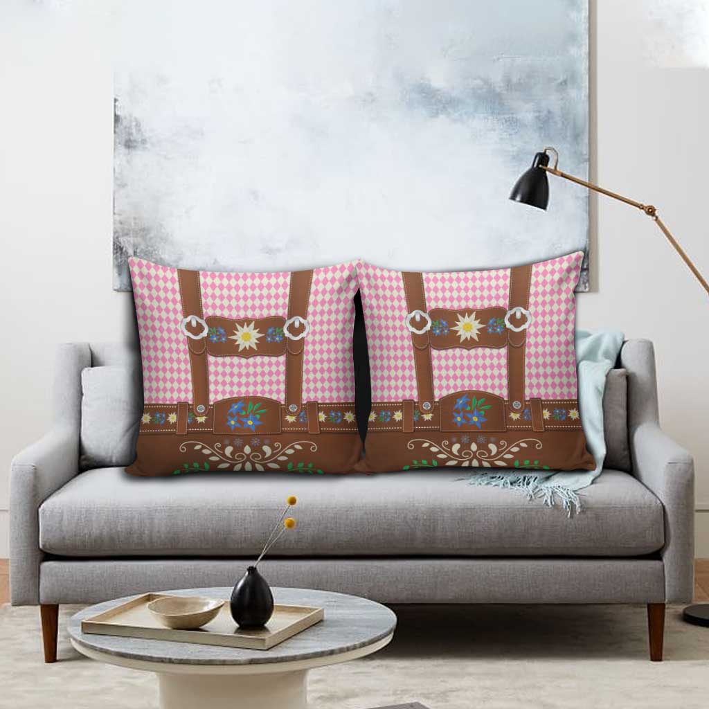 Lederhosen Oktoberfest Pillow Cover Pink Edelweiss Floral Polka Dots - Wonder Print Shop