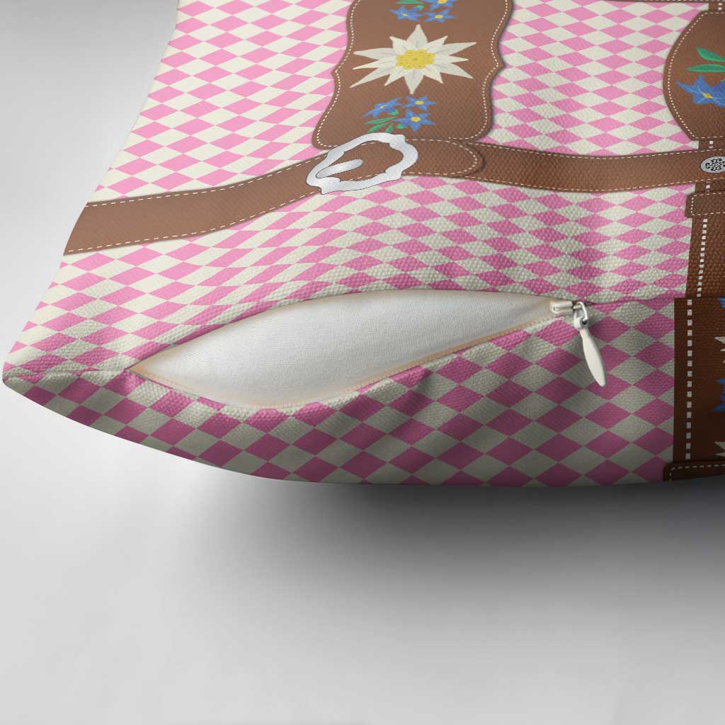Lederhosen Oktoberfest Pillow Cover Pink Edelweiss Floral Polka Dots - Wonder Print Shop