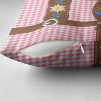 Lederhosen Oktoberfest Pillow Cover Pink Edelweiss Floral Polka Dots - Wonder Print Shop
