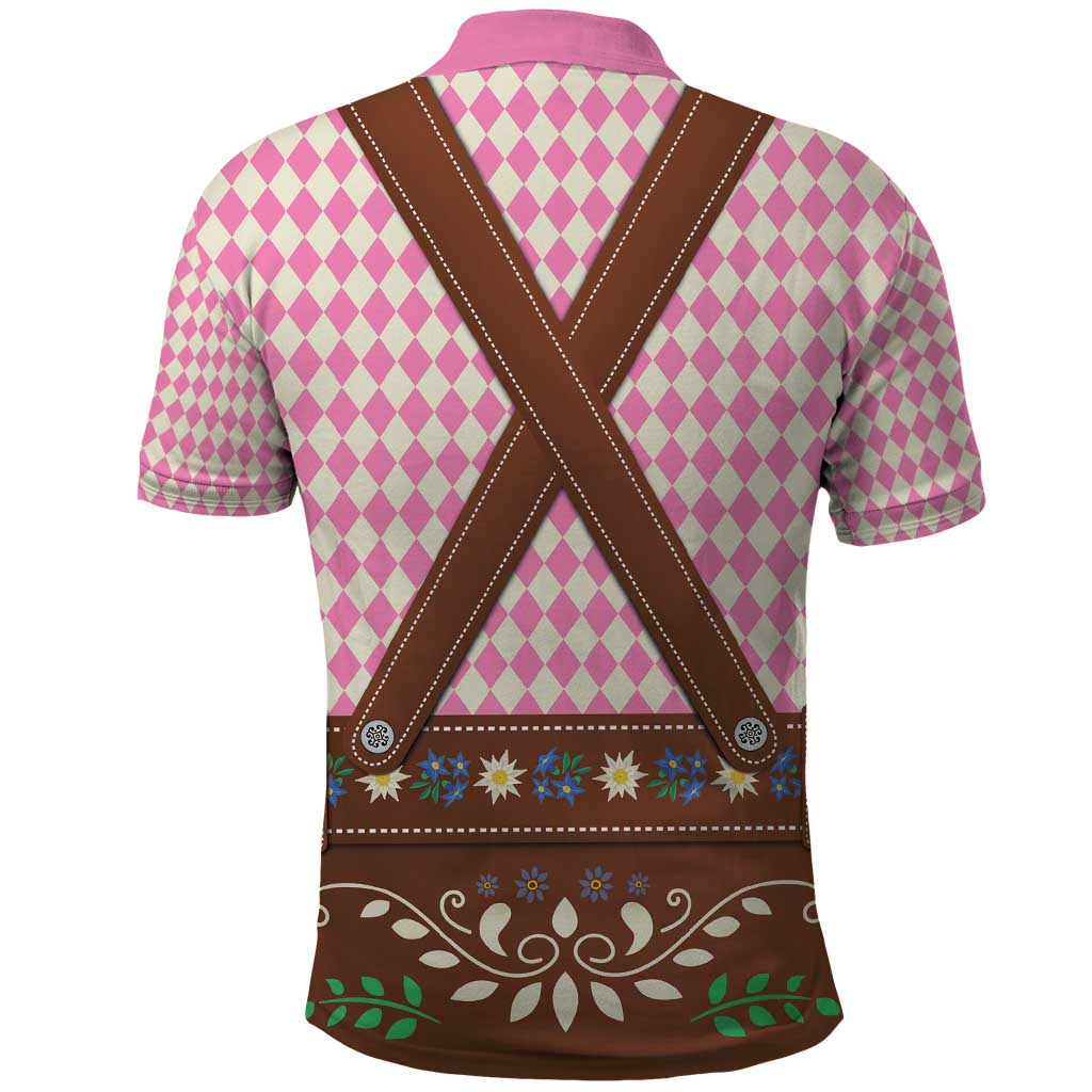 Lederhosen Oktoberfest Polo Shirt Pink Edelweiss Floral Polka Dots - Wonder Print Shop