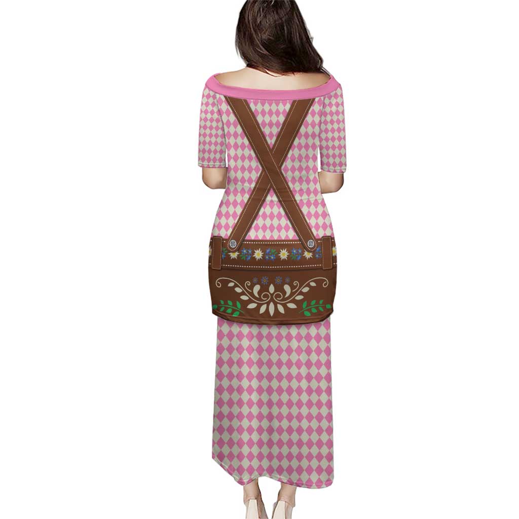 Lederhosen Oktoberfest Puletasi Pink Edelweiss Floral Polka Dots - Wonder Print Shop