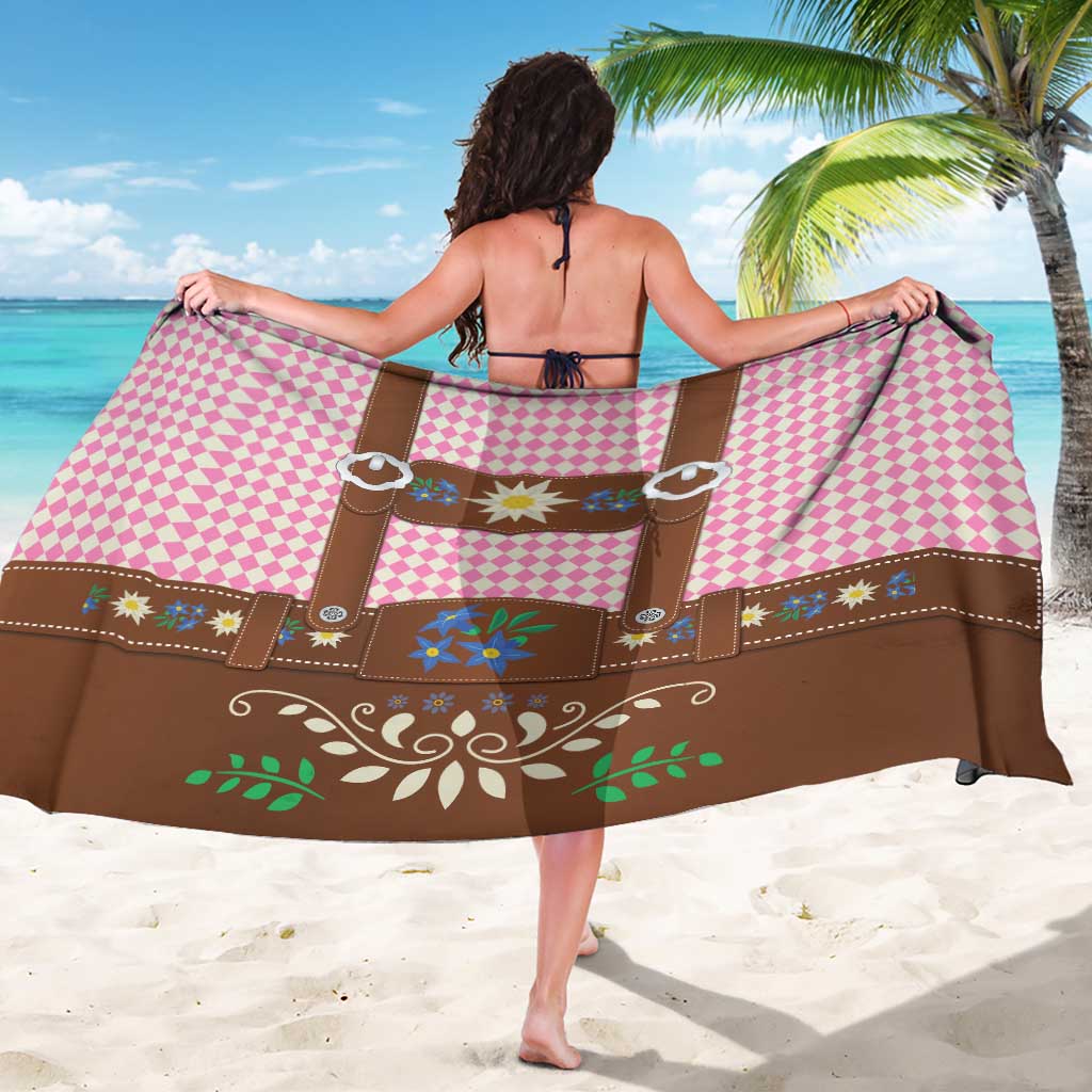 Lederhosen Oktoberfest Sarong Pink Edelweiss Floral Polka Dots - Wonder Print Shop