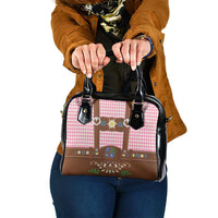 Lederhosen Oktoberfest Shoulder Handbag Pink Edelweiss Floral Polka Dots - Wonder Print Shop