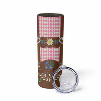 Lederhosen Oktoberfest Skinny Tumbler Pink Edelweiss Floral Polka Dots - Wonder Print Shop