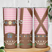 Lederhosen Oktoberfest Skinny Tumbler Pink Edelweiss Floral Polka Dots - Wonder Print Shop