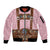 Lederhosen Oktoberfest Sleeve Zip Bomber Jacket Pink Edelweiss Floral Polka Dots - Wonder Print Shop