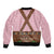 Lederhosen Oktoberfest Sleeve Zip Bomber Jacket Pink Edelweiss Floral Polka Dots - Wonder Print Shop