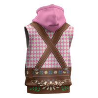 Lederhosen Oktoberfest Sleeveless Hoodie Pink Edelweiss Floral Polka Dots - Wonder Print Shop
