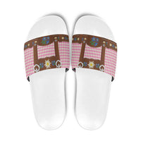 Lederhosen Oktoberfest Slide Sandals Pink Edelweiss Floral Polka Dots - Wonder Print Shop