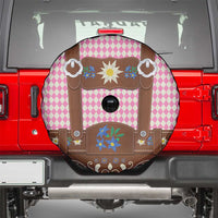 Lederhosen Oktoberfest Spare Tire Cover Pink Edelweiss Floral Polka Dots - Wonder Print Shop