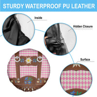 Lederhosen Oktoberfest Spare Tire Cover Pink Edelweiss Floral Polka Dots - Wonder Print Shop