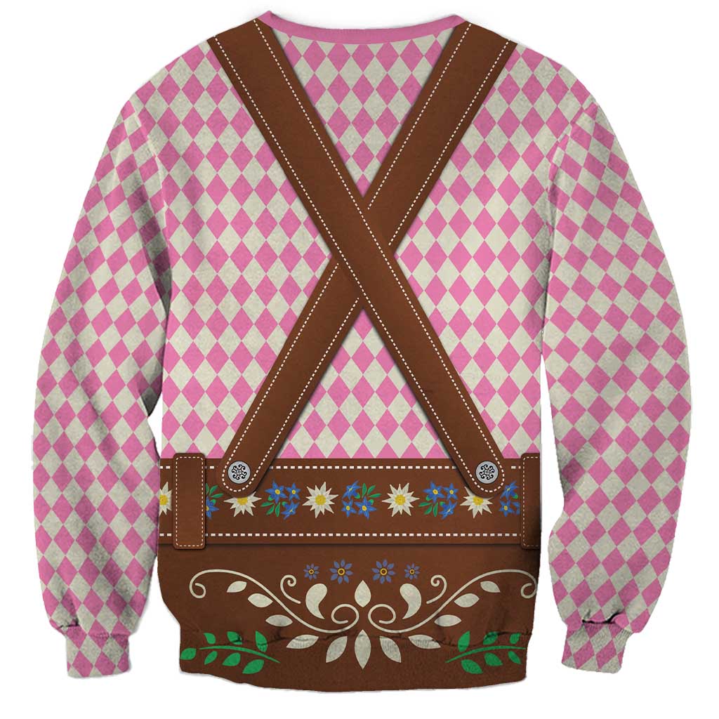 Lederhosen Oktoberfest Sweatshirt Pink Edelweiss Floral Polka Dots - Wonder Print Shop