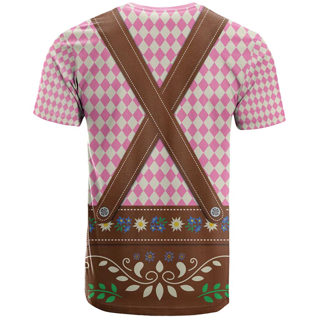 Lederhosen Oktoberfest T Shirt Pink Edelweiss Floral Polka Dots - Wonder Print Shop