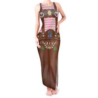 Lederhosen Oktoberfest Tank Maxi Dress Pink Edelweiss Floral Polka Dots - Wonder Print Shop