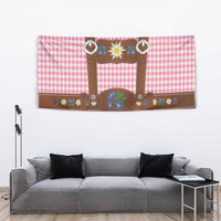 Lederhosen Oktoberfest Tapestry Pink Edelweiss Floral Polka Dots - Wonder Print Shop