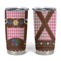 Lederhosen Oktoberfest Tumbler Cup Pink Edelweiss Floral Polka Dots - Wonder Print Shop