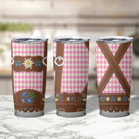 Lederhosen Oktoberfest Tumbler Cup Pink Edelweiss Floral Polka Dots - Wonder Print Shop