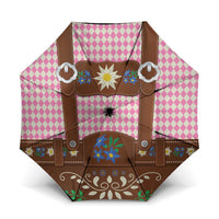 Lederhosen Oktoberfest Umbrella Pink Edelweiss Floral Polka Dots - Wonder Print Shop