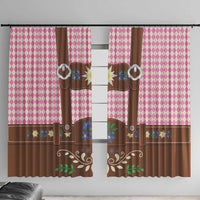 Lederhosen Oktoberfest Window Curtain Pink Edelweiss Floral Polka Dots - Wonder Print Shop