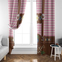 Lederhosen Oktoberfest Window Curtain Pink Edelweiss Floral Polka Dots - Wonder Print Shop