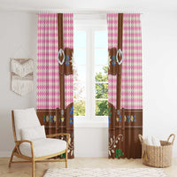 Lederhosen Oktoberfest Window Curtain Pink Edelweiss Floral Polka Dots - Wonder Print Shop