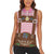 Lederhosen Oktoberfest Women Sleeveless Polo Shirt Pink Edelweiss Floral Polka Dots - Wonder Print Shop