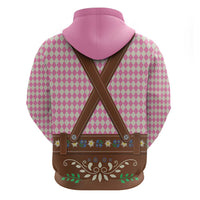 Lederhosen Oktoberfest Zip Hoodie Pink Edelweiss Floral Polka Dots - Wonder Print Shop
