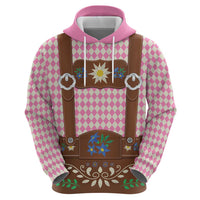 Lederhosen Oktoberfest Zip Hoodie Pink Edelweiss Floral Polka Dots - Wonder Print Shop