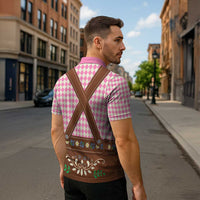 Lederhosen Oktoberfest Zipper Polo Shirt Pink Edelweiss Floral Polka Dots - Wonder Print Shop