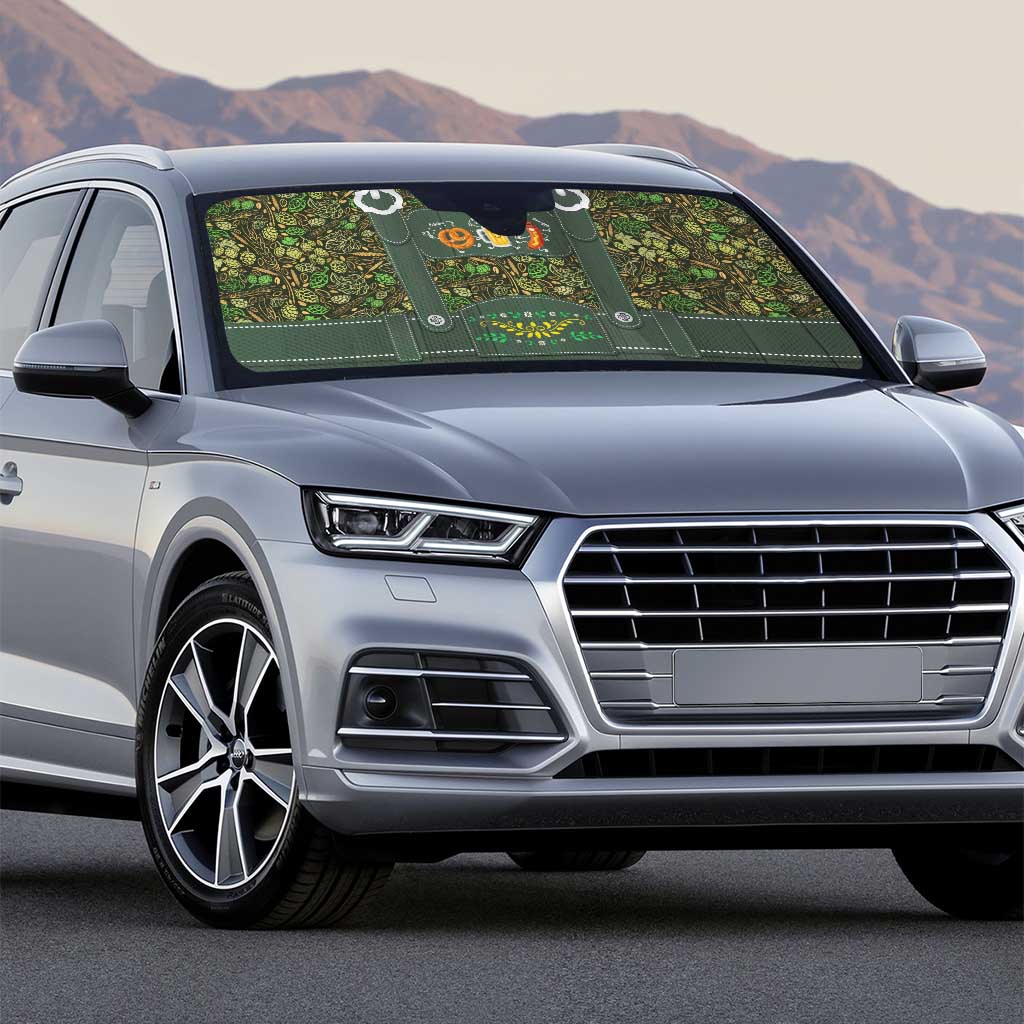 Lederhosen Oktoberfest Auto Sun Shade Hops And Malt Pattern - Wonder Print Shop