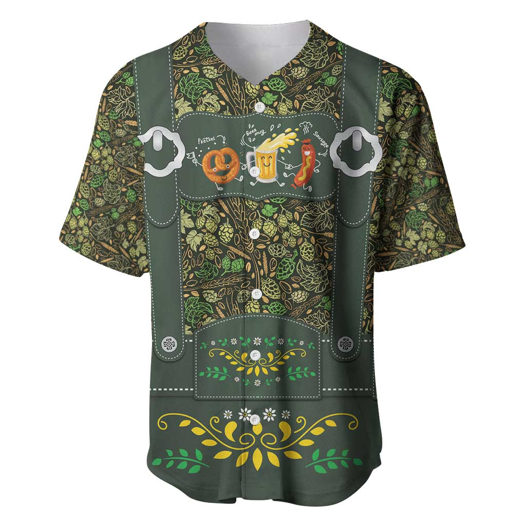 Lederhosen Oktoberfest Baseball Jersey Hops And Malt Pattern - Wonder Print Shop