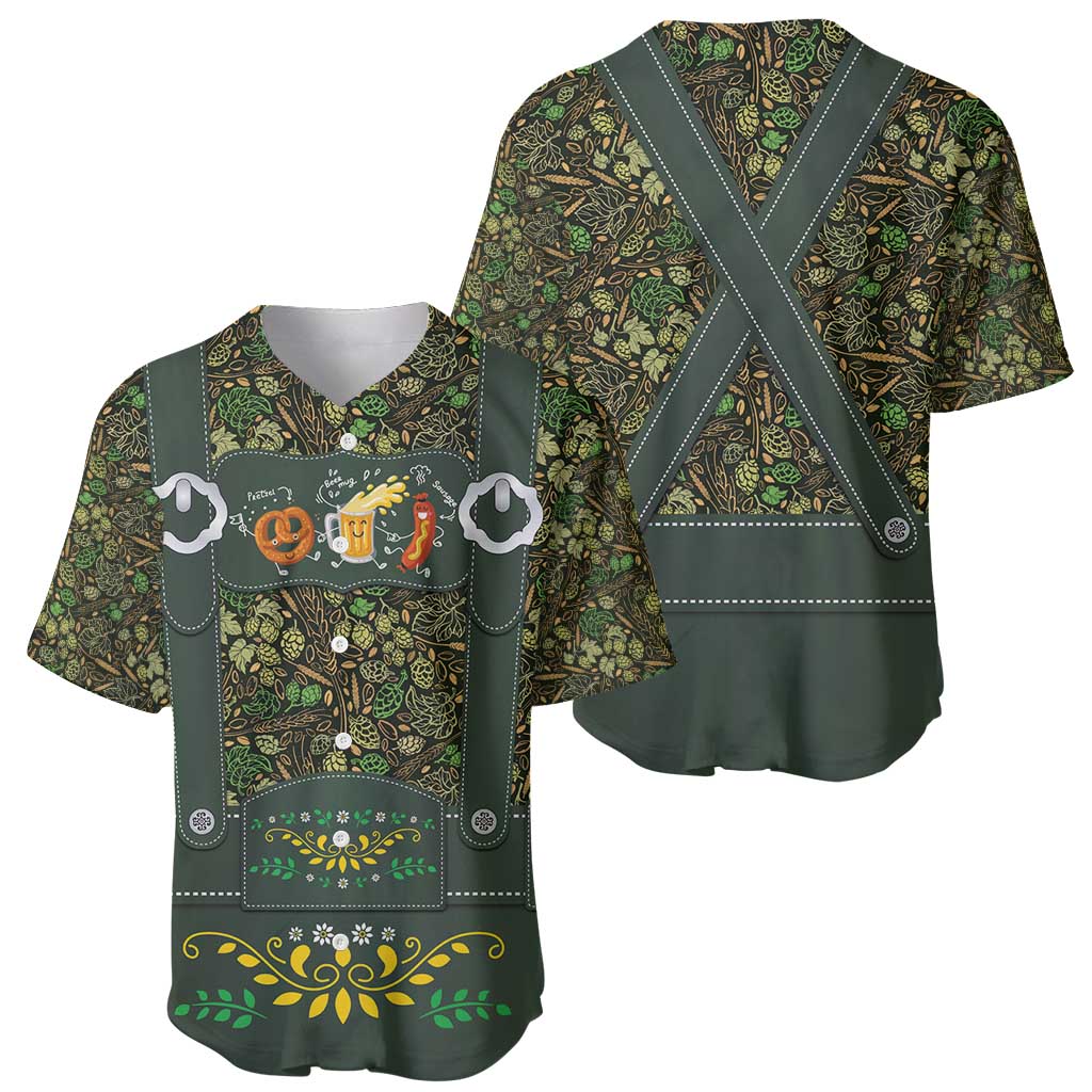 Lederhosen Oktoberfest Baseball Jersey Hops And Malt Pattern - Wonder Print Shop