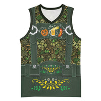 Lederhosen Oktoberfest Basketball Jersey Hops And Malt Pattern - Wonder Print Shop