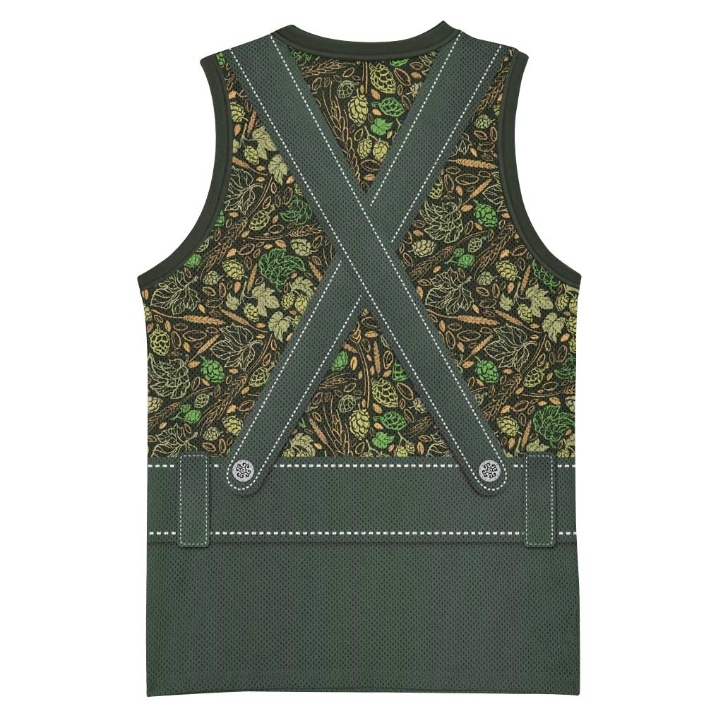 Lederhosen Oktoberfest Basketball Jersey Hops And Malt Pattern - Wonder Print Shop