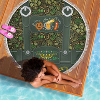 Lederhosen Oktoberfest Beach Blanket Hops And Malt Pattern - Wonder Print Shop