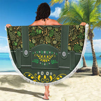 Lederhosen Oktoberfest Beach Blanket Hops And Malt Pattern - Wonder Print Shop