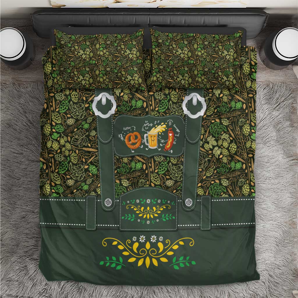 Lederhosen Oktoberfest Bedding Set Hops And Malt Pattern - Wonder Print Shop