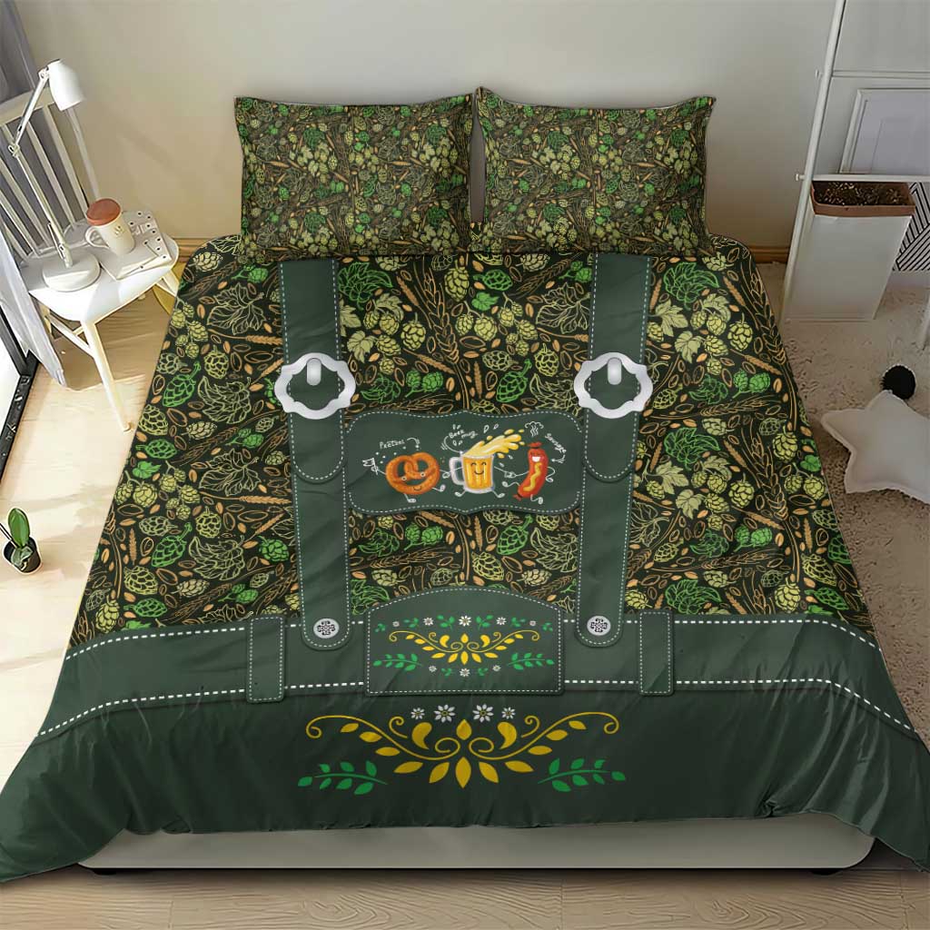 Lederhosen Oktoberfest Bedding Set Hops And Malt Pattern - Wonder Print Shop