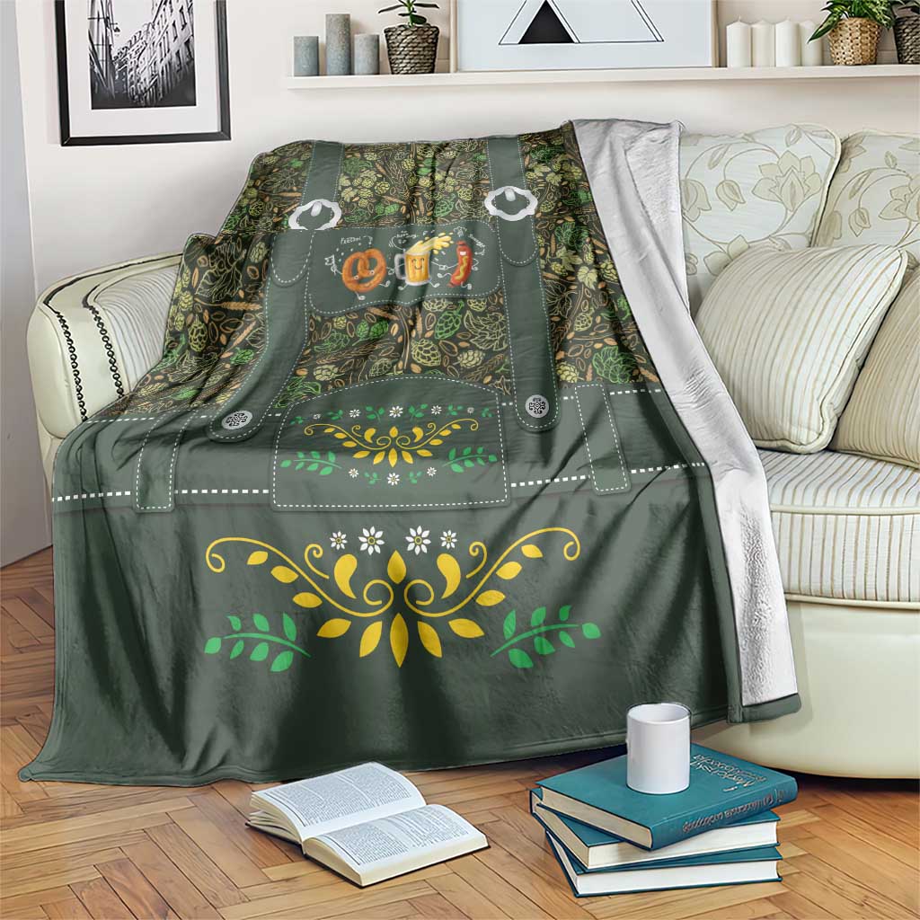 Lederhosen Oktoberfest Blanket Hops And Malt Pattern - Wonder Print Shop
