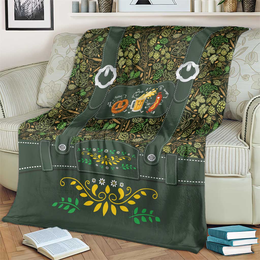 Lederhosen Oktoberfest Blanket Hops And Malt Pattern - Wonder Print Shop