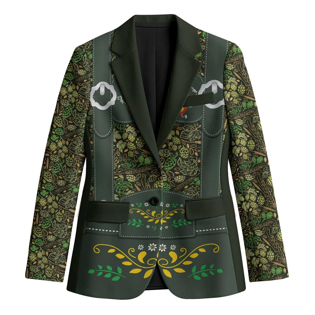 Lederhosen Oktoberfest Blazer Hops And Malt Pattern - Wonder Print Shop
